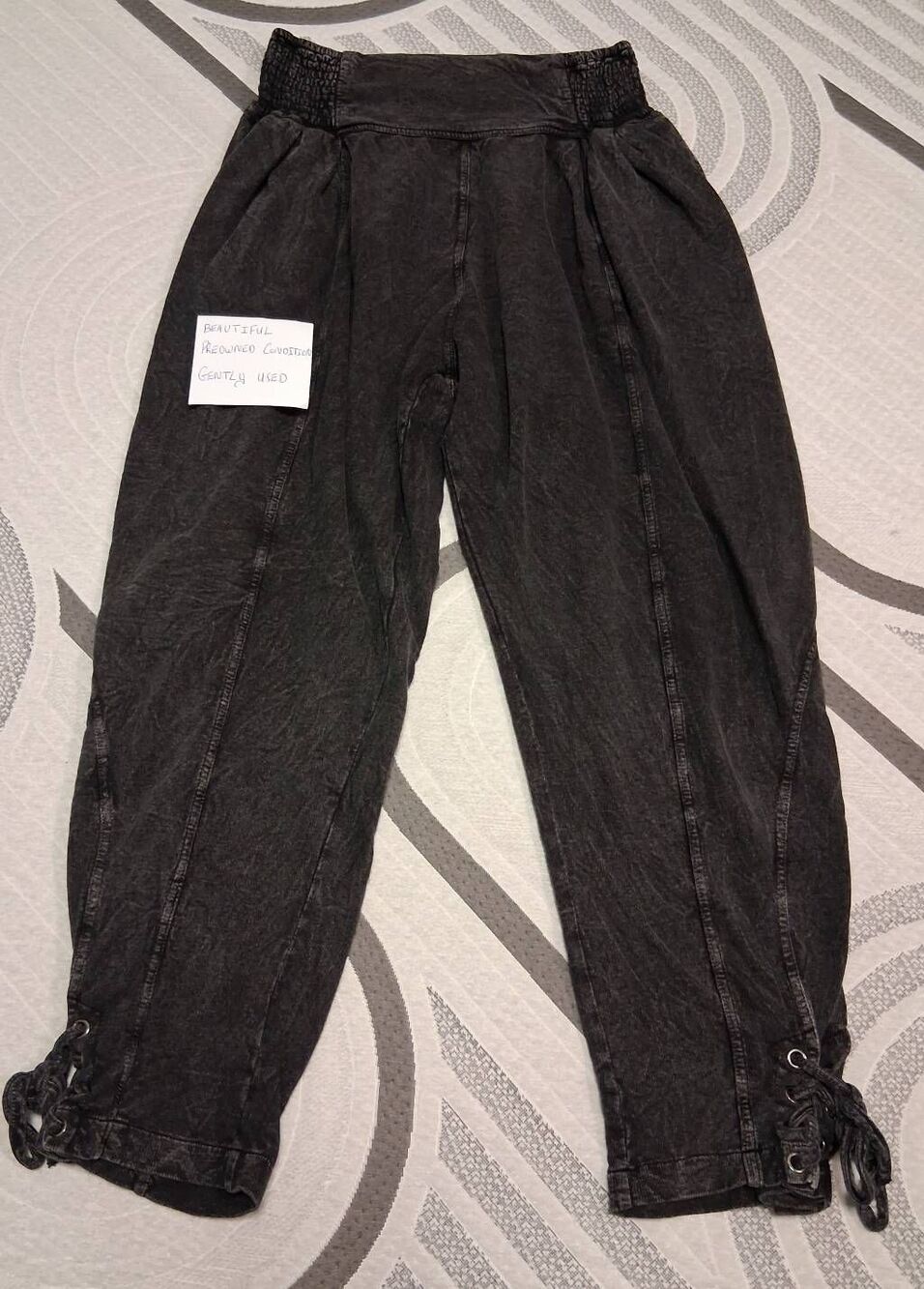 Free People womens small harem balloon pants acid wash gray cotton stretch